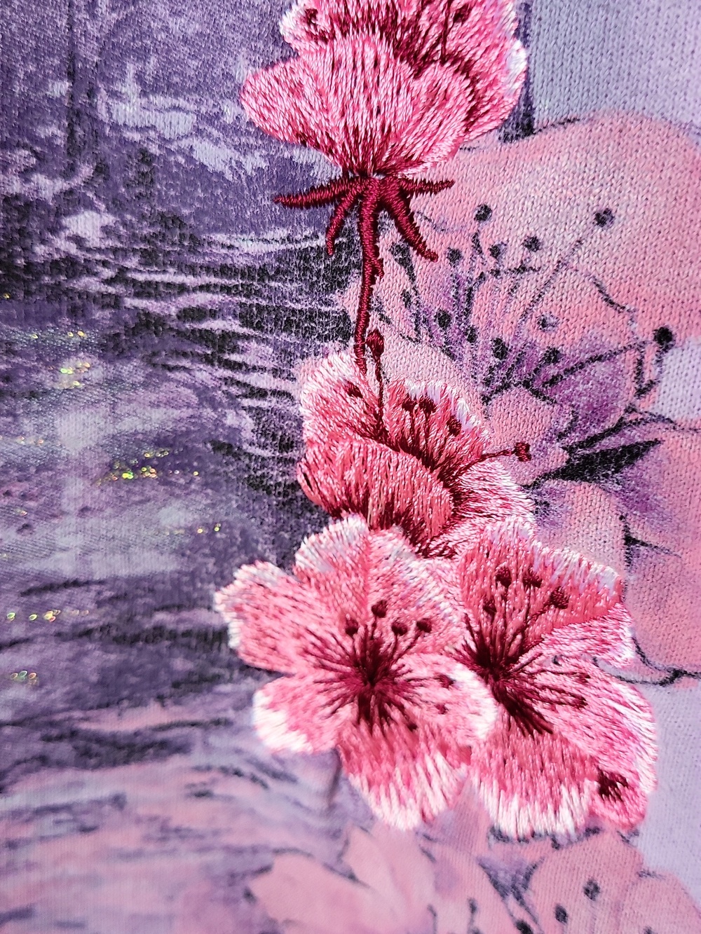 🌸 Vintage Cherry Blossom Collared Sweatshirt - Light Purple - Picture 4 of 11